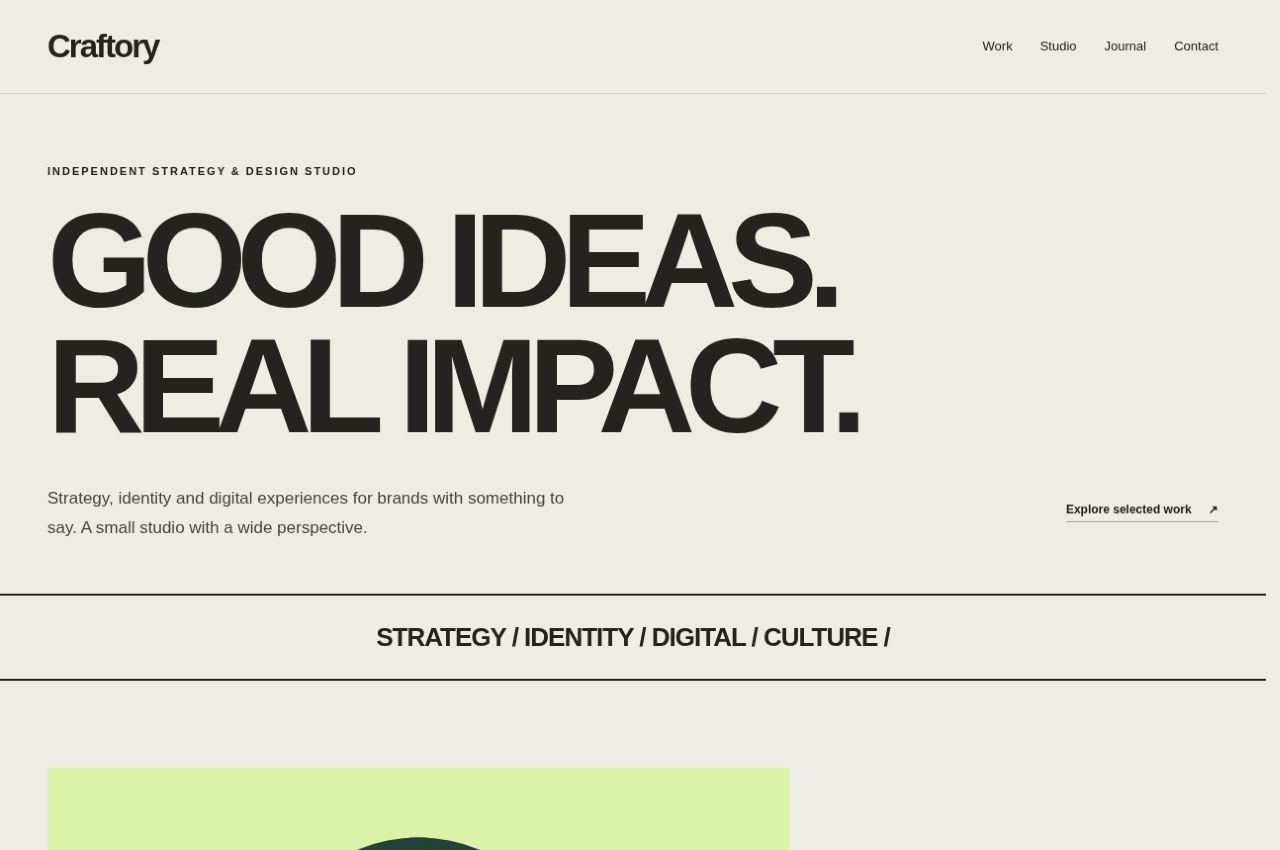 Craftory homepage rendered in WordPress