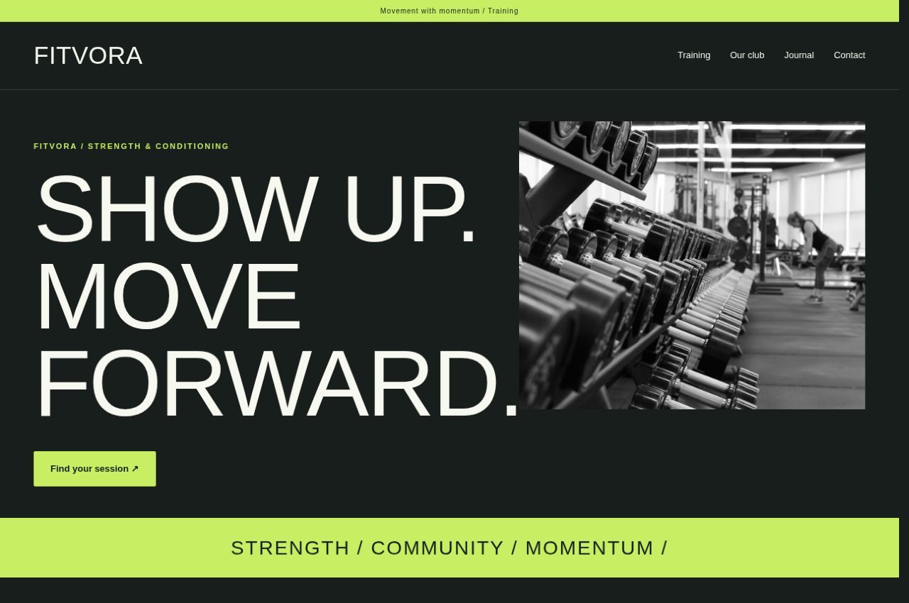 Fitvora homepage rendered in WordPress