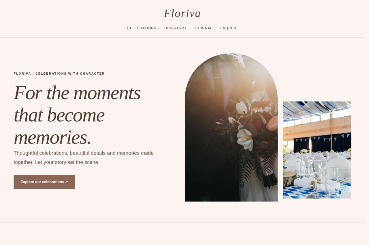 Floriva homepage rendered in WordPress