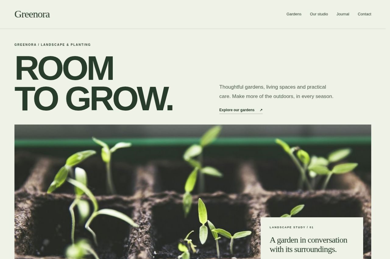 Greenora homepage rendered in WordPress
