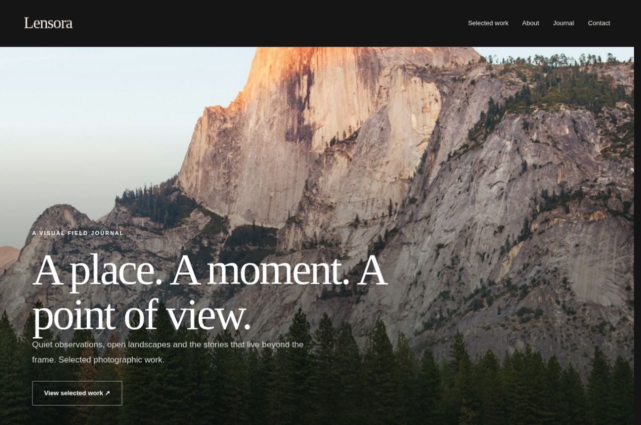 Lensora homepage rendered in WordPress