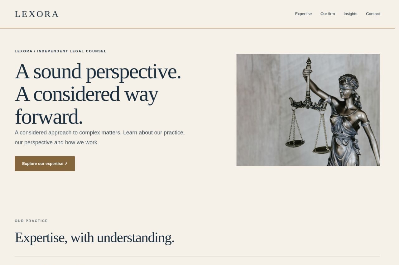Lexora homepage rendered in WordPress