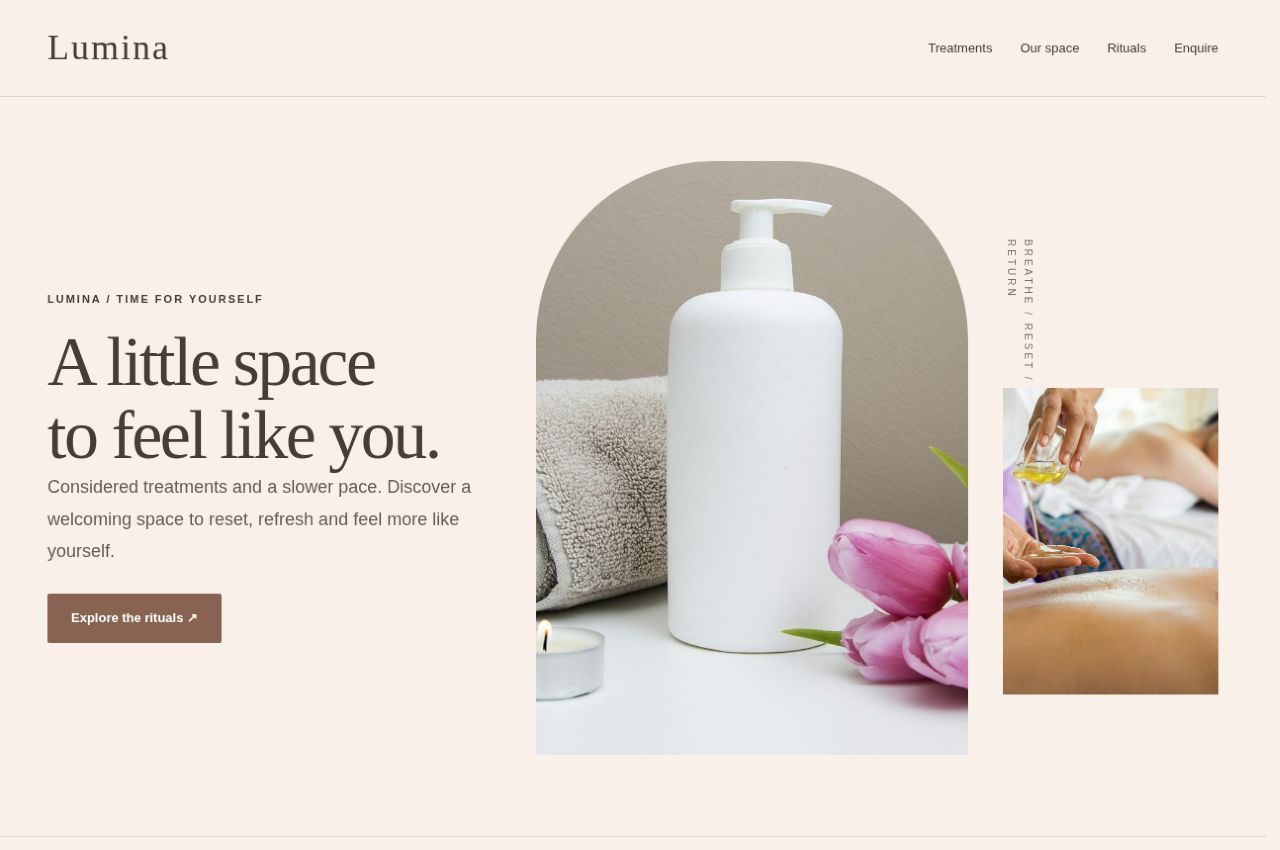 Lumina homepage rendered in WordPress